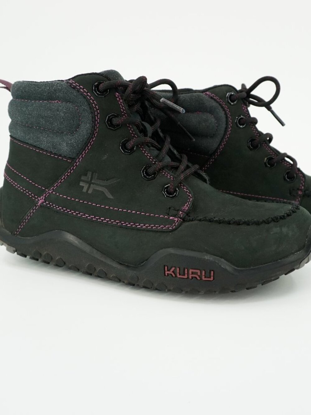 Kuru Women's Quest Black Suede Purple Accents Mid Hiking Trail Ortho Boots Sz 7